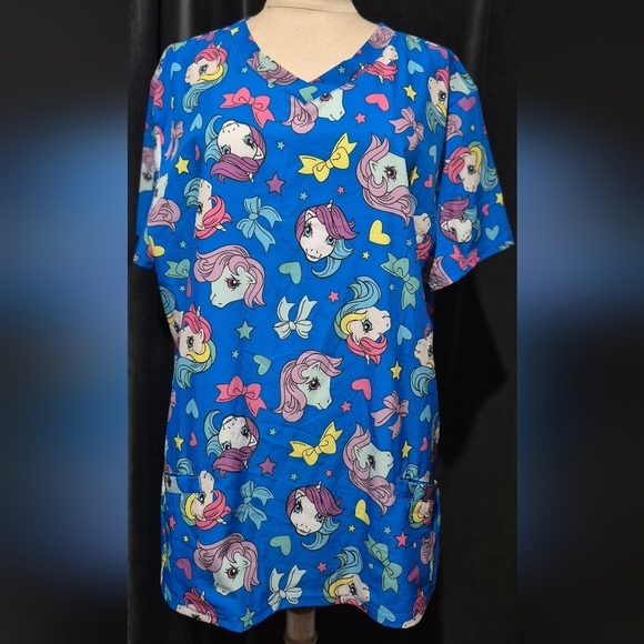 My Little Pony Tops - My Little Pony Blue and Pink Unicorn Scrub (Box C)